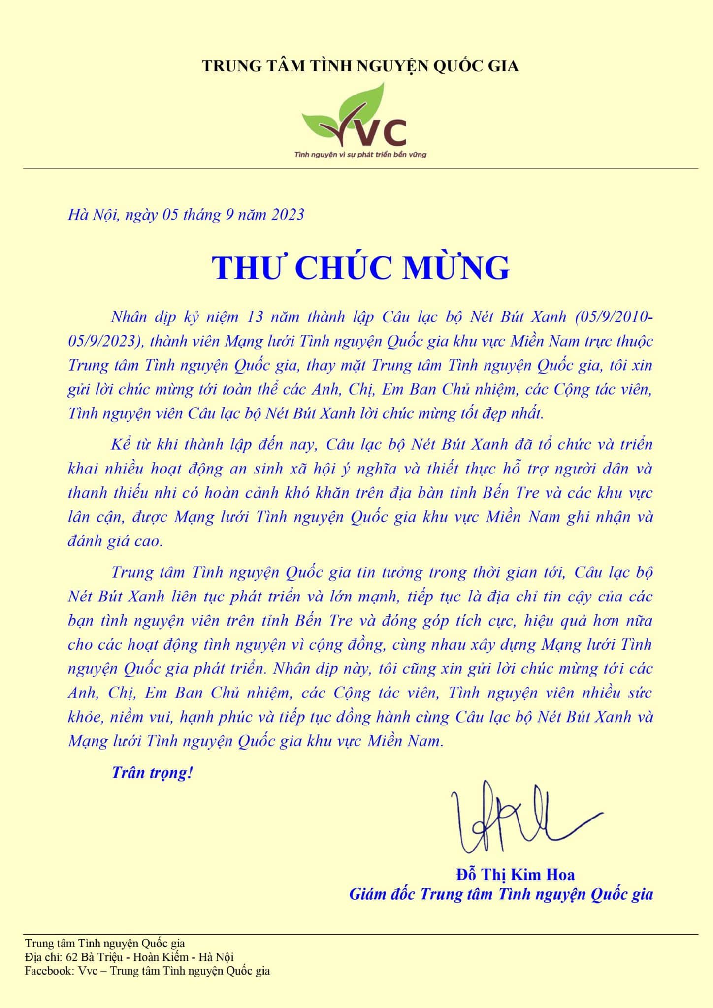 Thư chúc mừng